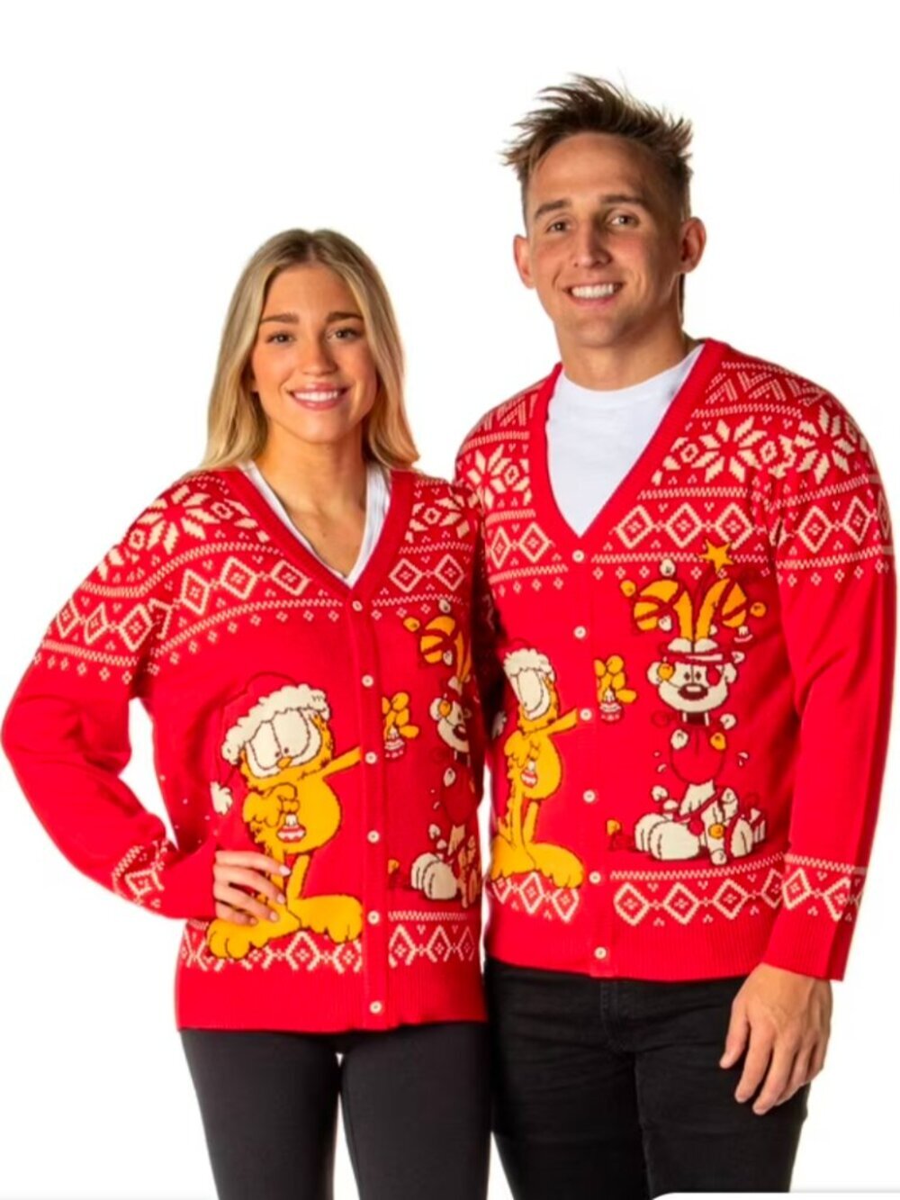 NWOT Garfield & Odie Christmas Sweater Red Men's L Women's M